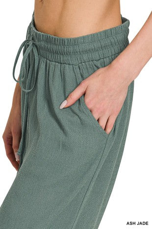 Pantalon de Lino con Cordon Ajustable