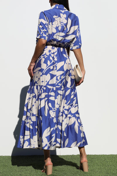 Floral Sleeve Woven Midi Dress