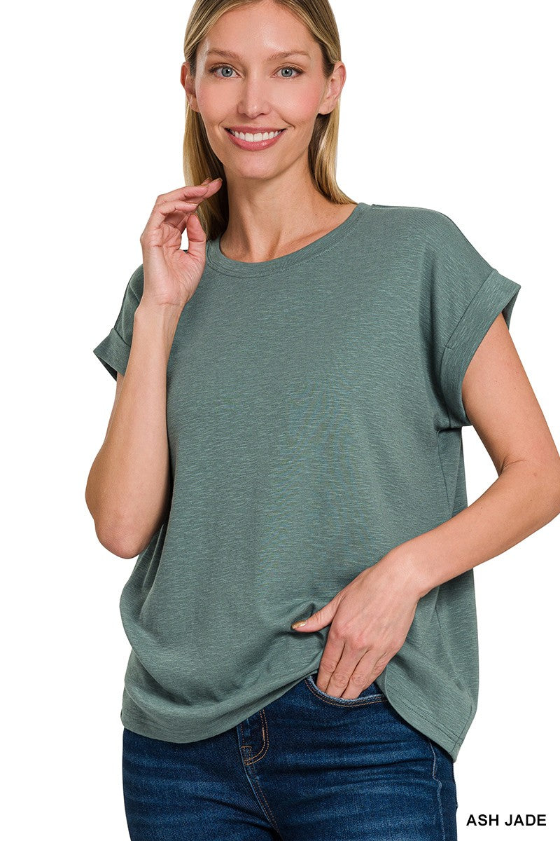 Cotton Modal Rolled Sleeve Tee