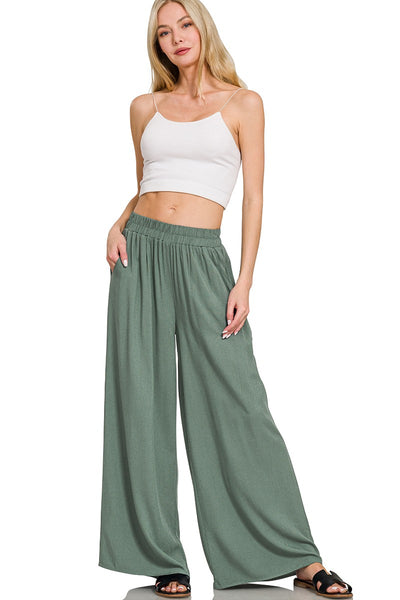 Flowy Elastic Band Woven Pants