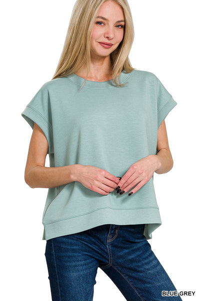 Modal Mix Scuba Short Sleeve Sweatshirt Top
