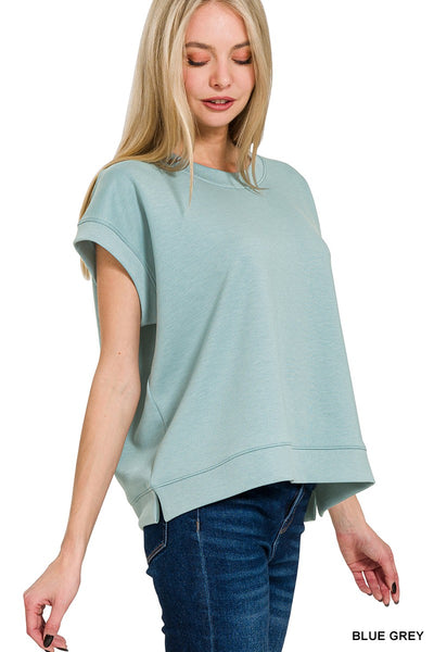 Modal Mix Scuba Short Sleeve Sweatshirt Top