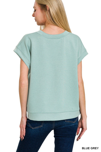Modal Mix Scuba Short Sleeve Sweatshirt Top