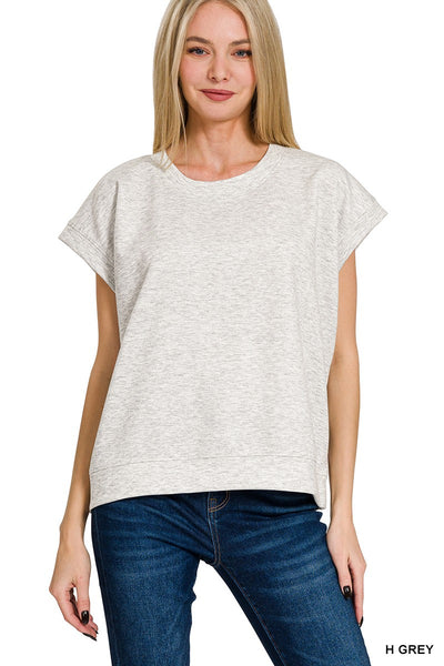 Modal Mix Scuba Short Sleeve Sweatshirt Top