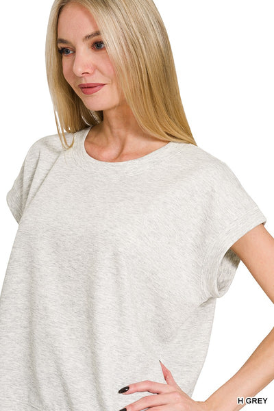 Modal Mix Scuba Short Sleeve Sweatshirt Top