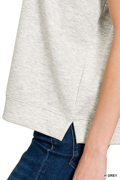 Modal Mix Scuba Short Sleeve Sweatshirt Top