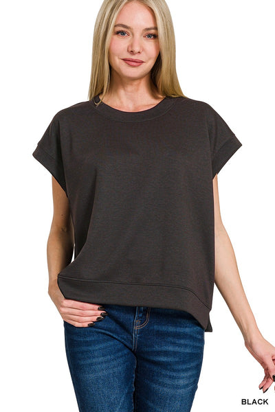 Modal Mix Scuba Short Sleeve Sweatshirt Top