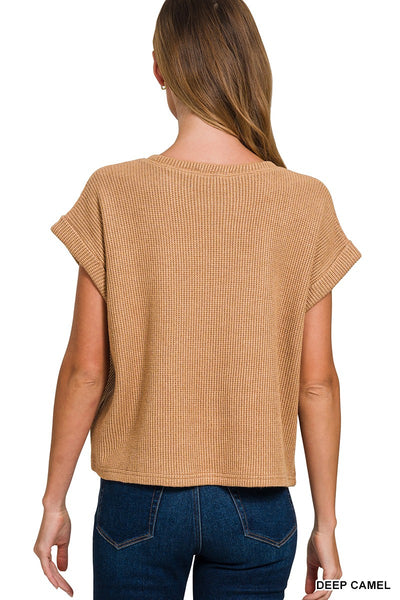 Knit Short Sleeve Crew Neck Sweater Top