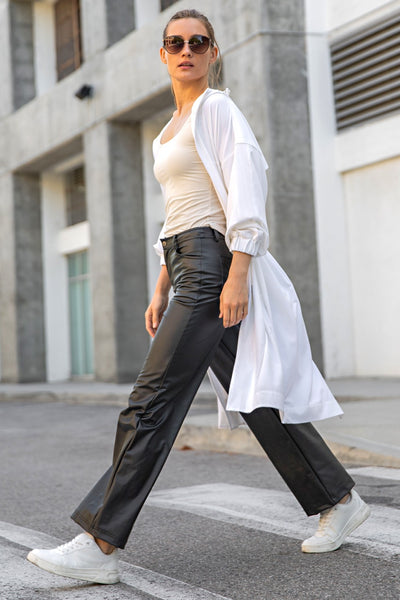 White Crinkle Woven Long Hoodie Jacket