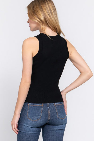 Knit Sleeveless Crew Neck Spring Top