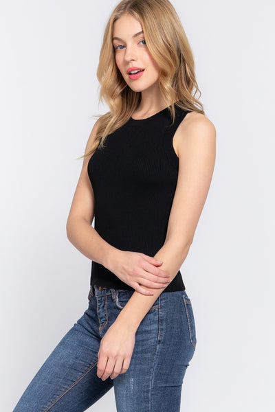 Knit Sleeveless Crew Neck Spring Top