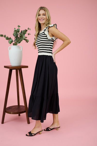 Striped Knit Midi Dress