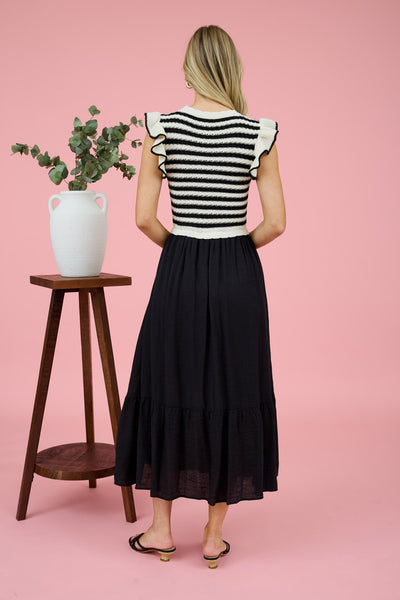 Striped Knit Midi Dress