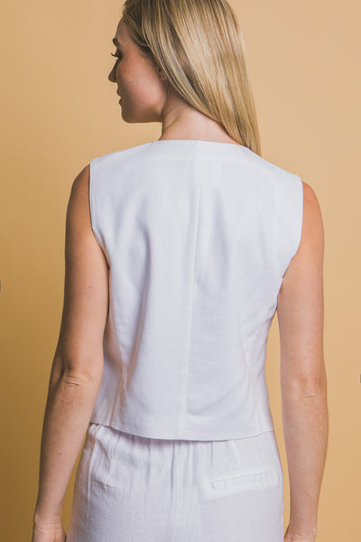 Linen Blend V-Neck Vest