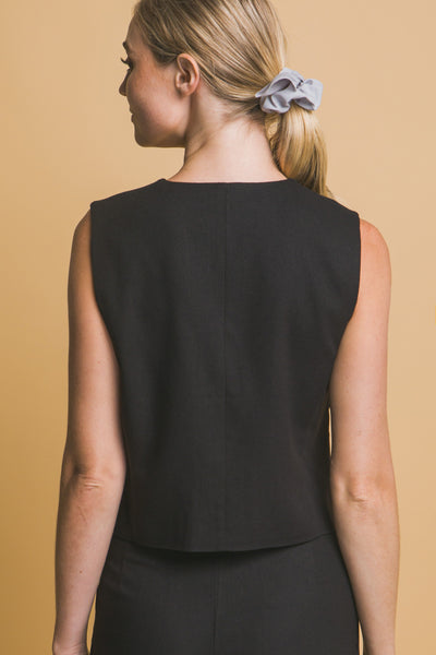 Linen Blend V-Neck Vest
