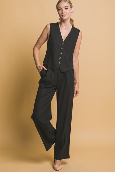 Linen Blend V-Neck Vest