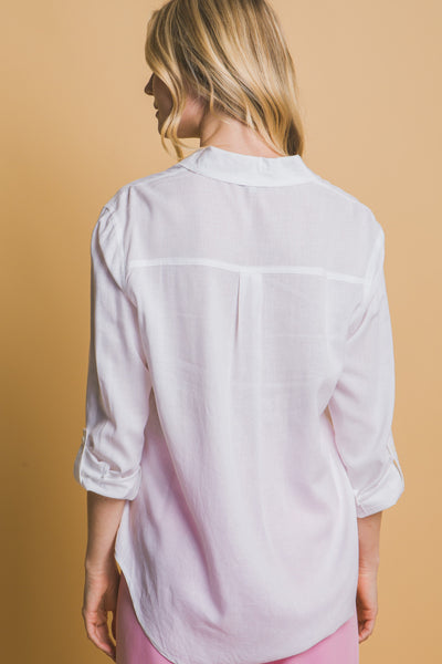 Linen-Blend Roll-Up Sleeve Shirt
