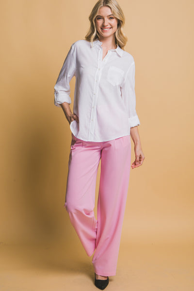 Linen-Blend Roll-Up Sleeve Shirt