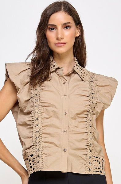 Lace Ruffle Sleeve Top