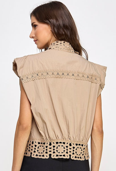Lace Ruffle Sleeve Top