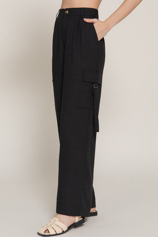 Linen Effect Cargo Pants