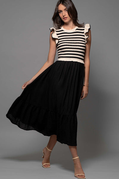 Striped Knit Midi Dress