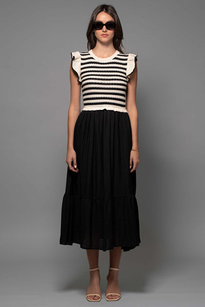 Striped Knit Midi Dress