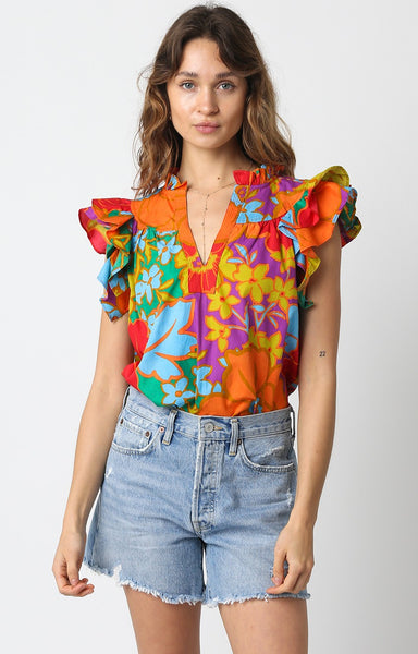 Ruffle Sleeve Floral Top