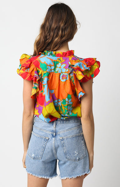 Ruffle Sleeve Floral Top