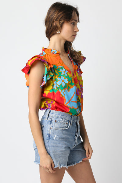 Ruffle Sleeve Floral Top