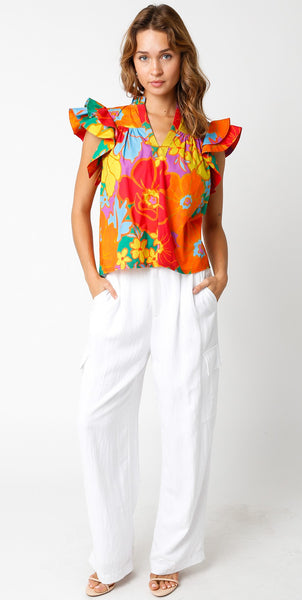 Ruffle Sleeve Floral Top