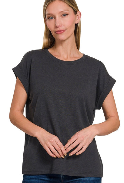 Cotton Modal Rolled Sleeve Tee