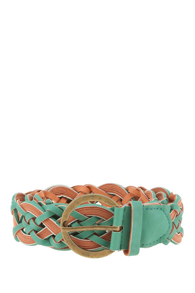Vintage Buckle Two Tone Braided Belt