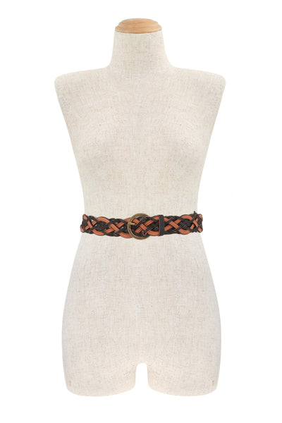 Vintage Buckle Two Tone Braided Belt
