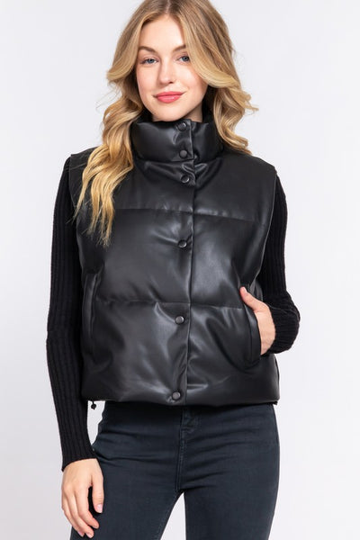 Chaleco Puffer Faux Leather