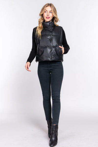 Chaleco Puffer Faux Leather