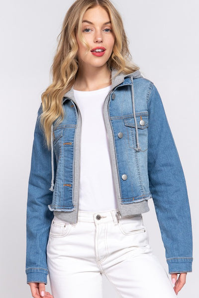 Chamarra Hoodie Mezclilla Stretch Denim