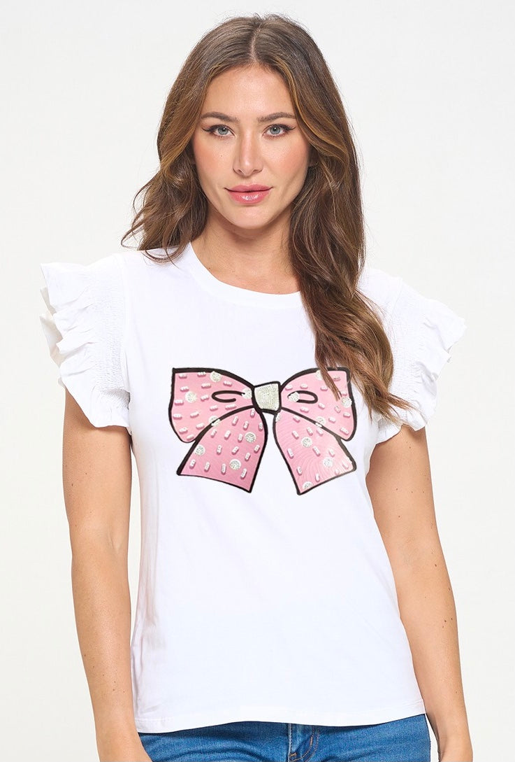 Sequin Bow Sleeveless Top
