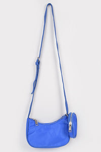 Nylon Zip Crossbody Bag W/Mini Bag