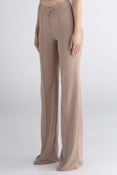 Asymmetrical High Waisted Stretch Pants