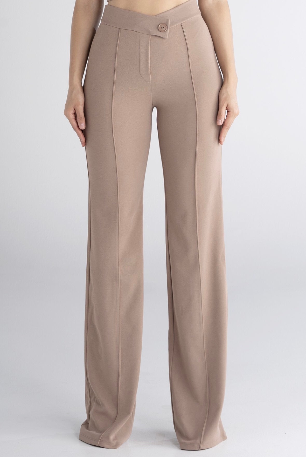 Asymmetrical High Waisted Stretch Pants