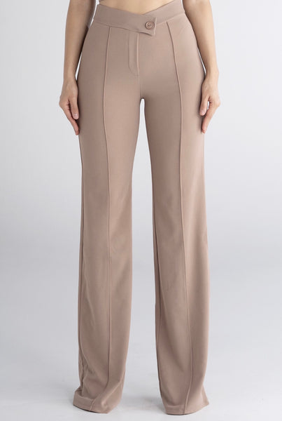 Asymmetrical High Waisted Stretch Pants