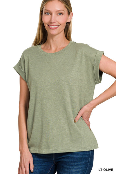Cotton Modal Rolled Sleeve Tee
