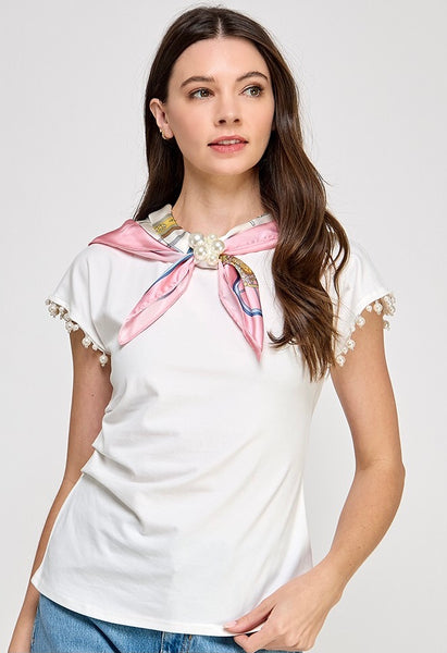 Neck Silky Scarf Top