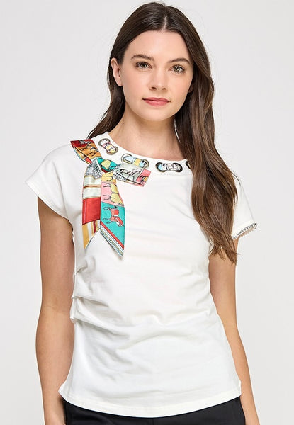 Silky Scarf Detail Top