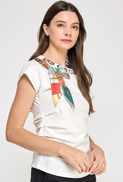 Silky Scarf Detail Top