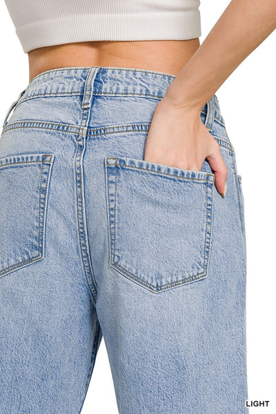 High Rise Cuffed Wide Leg Jeans
