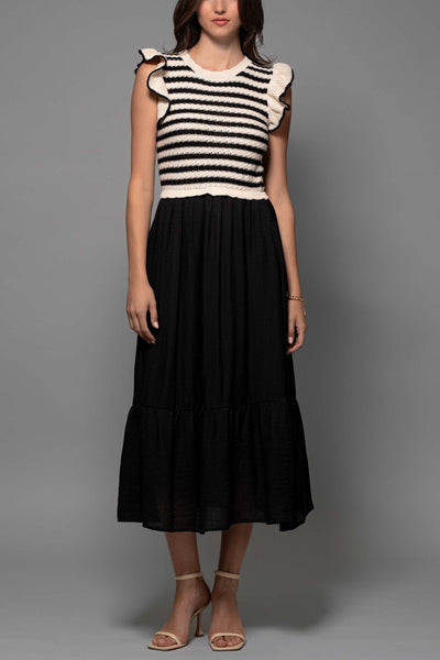 Striped Knit Midi Dress