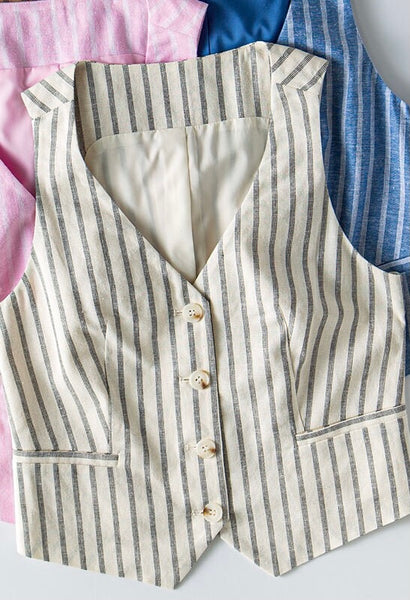 Striped Linen Blend Vest
