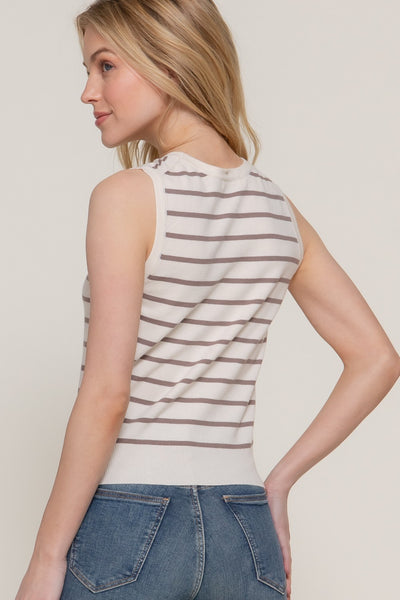 Sleeveless Striped Knit Top